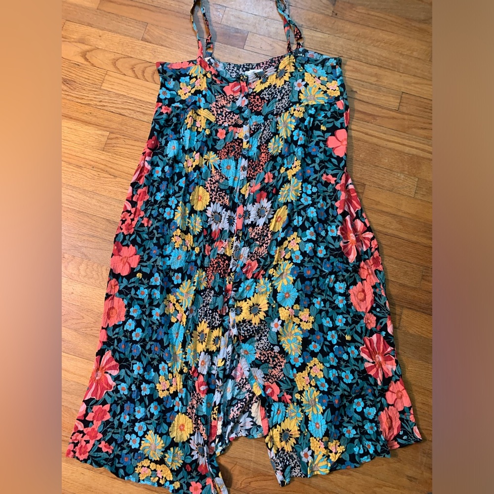 Natural Life Colorful Floral Button-Down Dress
